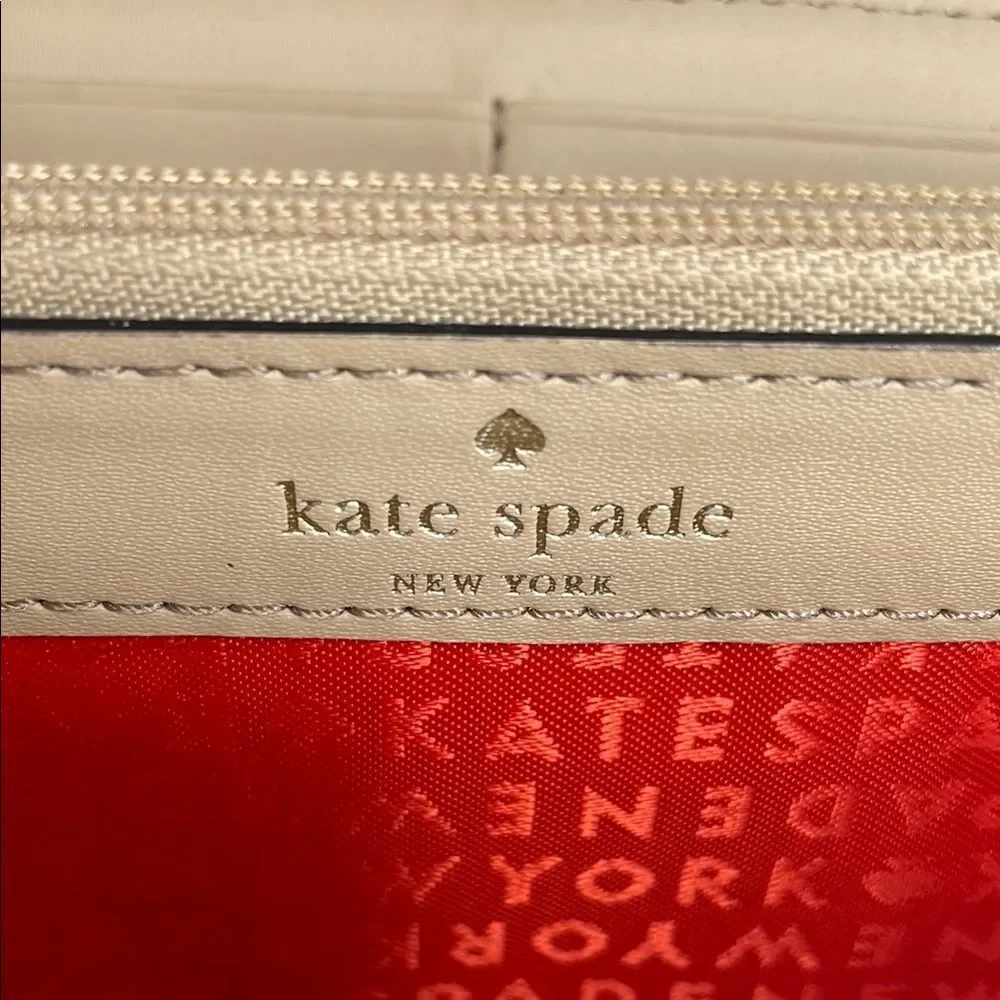 Kate Spade New York Cream Leather Bow Continental Zip Wallet